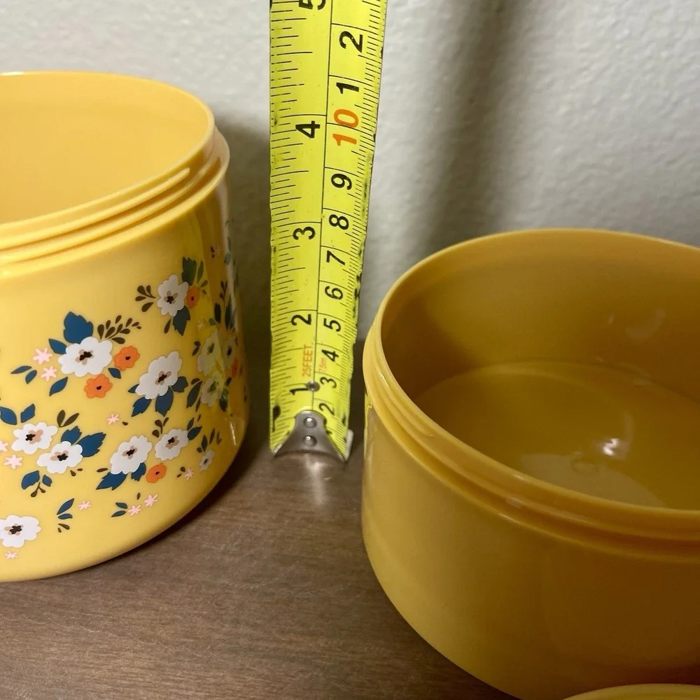 Mytagalongs  Tall‎ Floral Bento Box Snack Container 3 Compartments Yellow